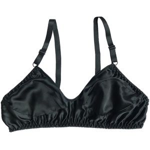 - Satin - black Triangle Bra with lace